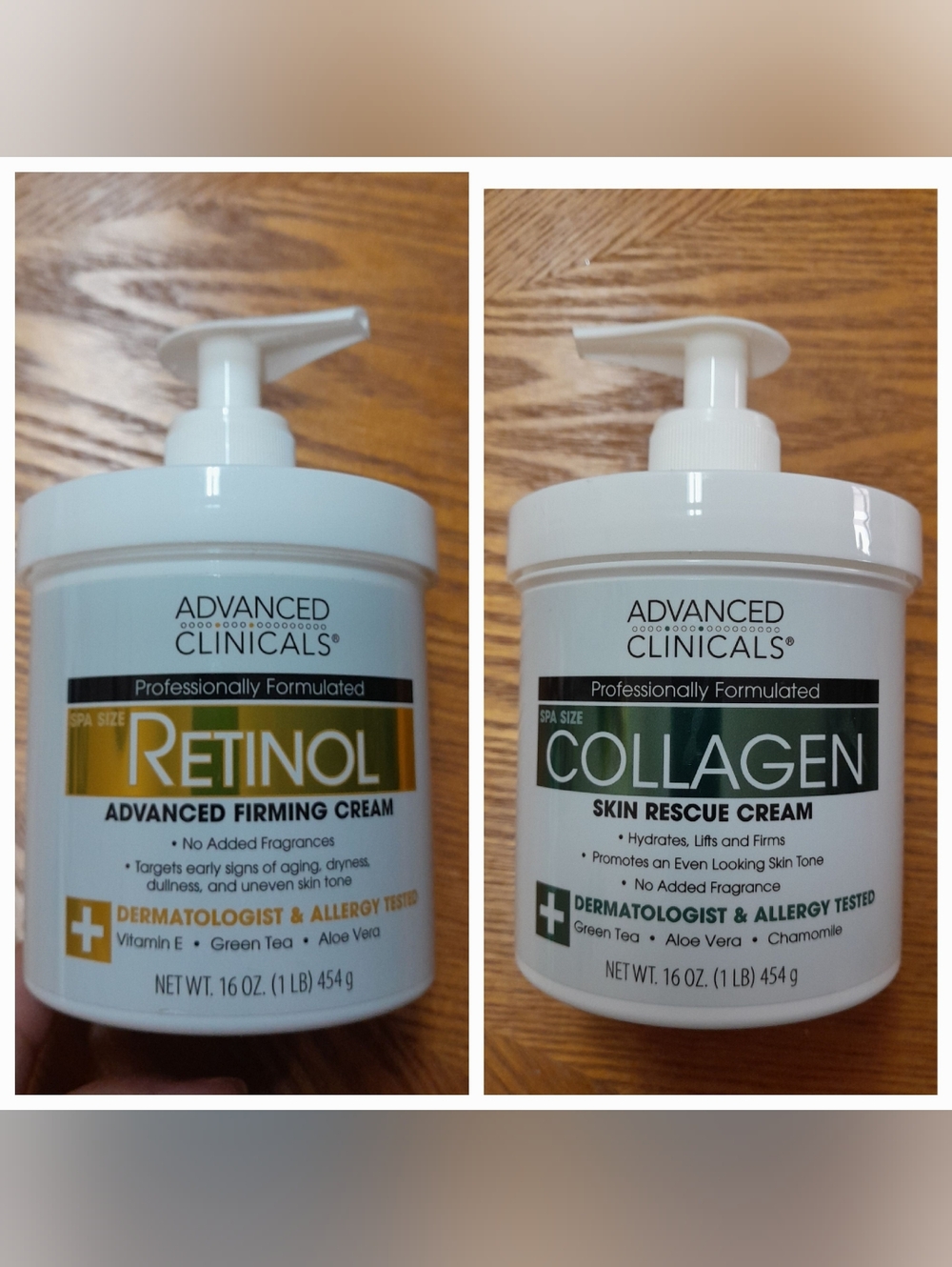 Retinol Advanced Firming Cream/Collagen Cream NWT Size:16 oz Advanced Clinicals